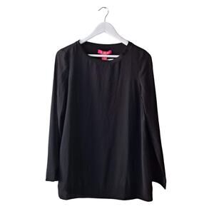 NWT Catherine Malandrino Shirt Long Sleeve Crew Neck Top Black Womens Size Small